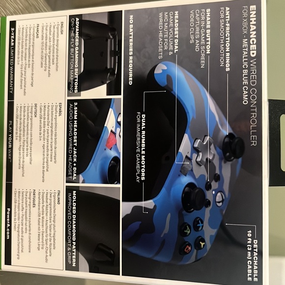 PowerA Enhanced Wired Controller Xbox Metallic Blue Camo - Picture 3 of 5